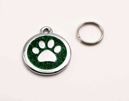 Hänge hundtass, runt hänge med ring, grön 25 mm