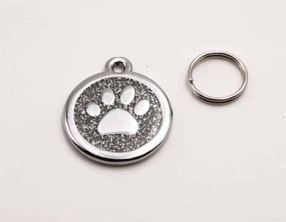 Hänge hundtass, runt hänge med ring, silver 25 mm